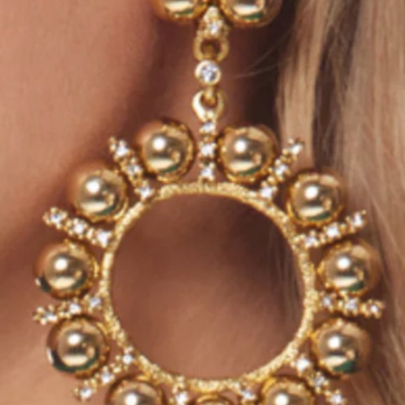 KENNETH JAY LANE GOLD/CRYSTAL AND 10MM GOLD CLIP EARRINGS